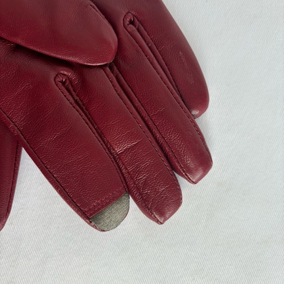 GENUINE LEATHER BURGUNDY GLOVES WITH TECH TOUCH - Picture 4 of 8